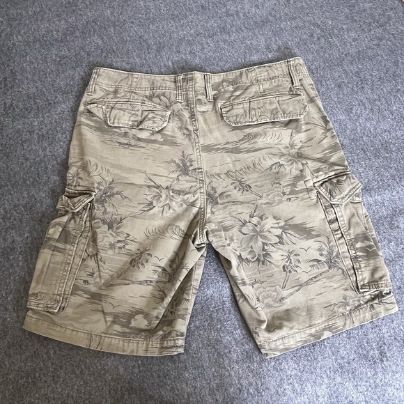 Old Navy Mens Green Cargo Shorts Sz 36 Tropical Hawaiian Floral Print Casual - Picture 10 of 11